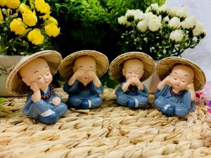 Bộ tượng tứ không đeo tràng hạt đội nón lá phong thuỷ Nhật Bản