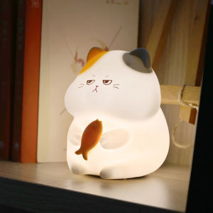 Cute Silicone Cat Night Light Dimmable Rechargeable Nursery Sleeping Light Kawaii Cordless Touch Light For Kids Room Decor