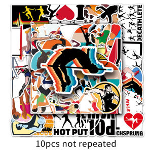 50PCS Track And Field Sports Cartoon Graffiti Sticker Decorative Luggage Laptop Mobile Phone Water Cups Waterproof PVC Sticker
