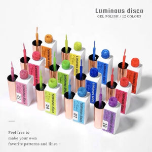 Vendeeni Luminous Liner Gel for 12 colors | Luminous grow in the dark | Free Color Chart Vendeeni 美甲夜光拉线胶12色套|送色板skycitynails