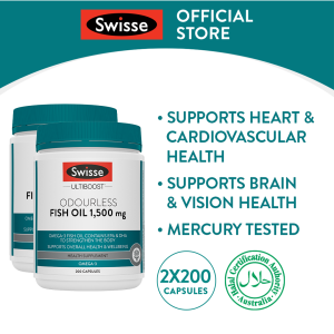 [EXP 27 AUG 2026] [Twin Pack] Swisse Ultiboost Odourless Fish Oil 1500mg 200 Caps