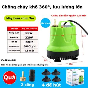 Máy Bơm Chìm Hút Đáy 360 độ chạy êm hạn chế tiếng ồnCông Suất 50W-6000L/HChạy êm <35dBTự Động Ngắt Khi Quá Tải