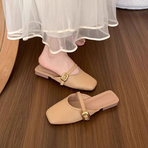 2025 French style low heel toe half slippers for women flat bottomed M ü ller sandals for women