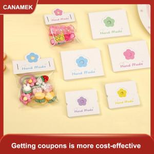 【CANAMEK 】 100pcs Lot Foldable Packaging Paper Cards Colorful Flowers Cards For Handmade Jewelry Retail Hang Tag Flowers Display Cardboard