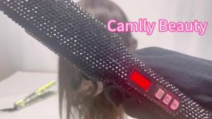 Hair Straightener Flat Iron Plancha De Cabello 2 Inch Fast Heating Titanium Plate Flat Iron with Rhinestones & LCD Display