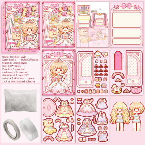 【Fast delivery】Princess Tirado Dress Up Quiet Book Handmade DIY Girl and Children Dress Up Scene Sticker Book Pinching Music Sticker