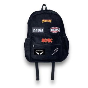 TAS BACKPACK CORDUROY- EMBLEM BAND - Ransel Sekolah | Tas Gendong | Tas Punggung | Tas Travelling Jalan-jalan
