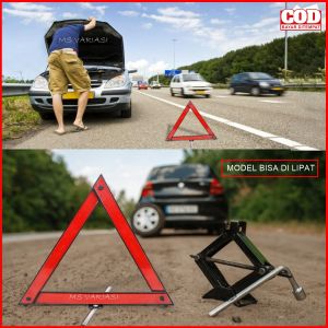 Segi Tiga Pengaman Mobil Segitiga Mobil Darurat Warna Merah Model Lipat Panjang 28cm Tinggi 24cm MSV