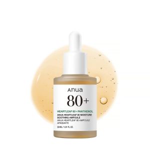 Anua Heartleaf 80 Soothing Ampoule Serum dưỡng ẩm cho da mặt giúp tạo hiệu ứng da thủy tinh chứa Hyaluronic Acid Panthenol công thức nhẹ không gây nhờn rít sản phẩm chăm sóc da Hàn Quốc 1.01 fl.oz