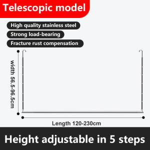 Clothes Drying Racks Drying Quilt Rod Balcony Telescopic Pole Stainless Steel Telescopic Folding Single Rod Hook