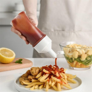 250ml/500ml Condiment Squeeze Bottles Sealed Transparent Salad Sauce Dispenser Plastic With Lid Olive Oil Bottle Kitchen