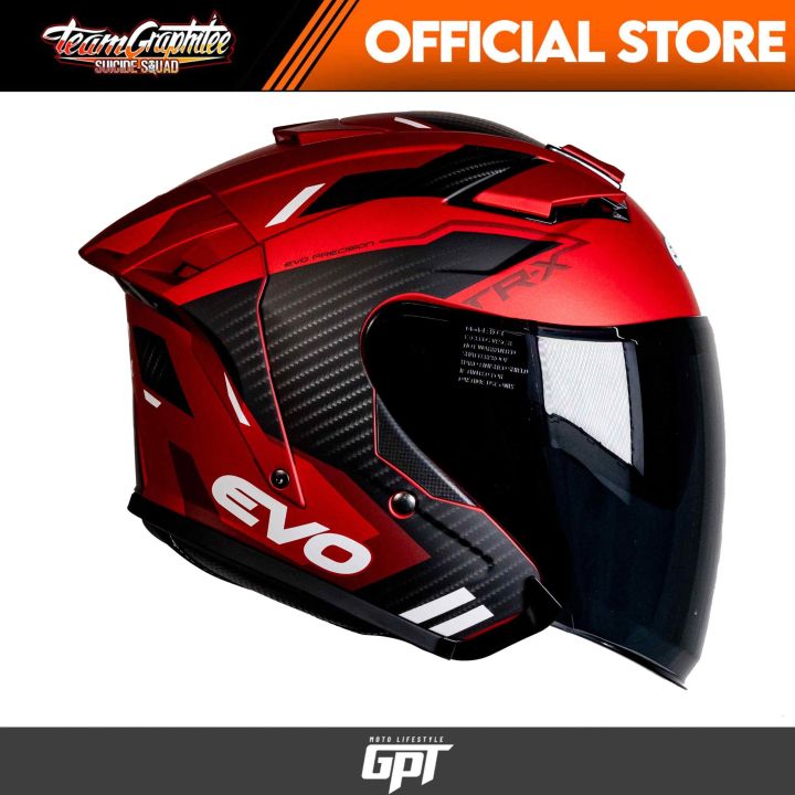 EVO HELMET TRX RADIX HALF FACE DUAL VISOR w/ SMOKE AND FREE CLEAR