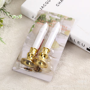 1 Pasang（2pcs+2base)LED Lilin Dekorasi/Lilin Led elektrik Panjang Dengan Tatakan/Natal Hias  Lilin