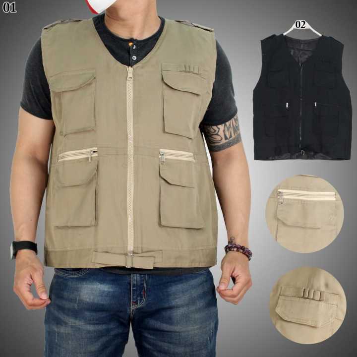 R7/ rompi pria/rompi lapangan outdoor/rompi mancing/rompi proyek/rompi ...