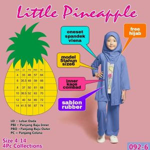 Little pineaple setelan cardigan Afika hijab anak 4-9Y