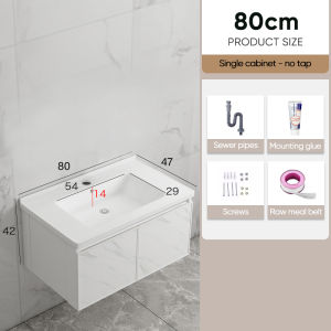 HT 80CM White Aluminum Bathroom Cabinets Set Storage Mirror box with  toilet wash basin bathroom sink