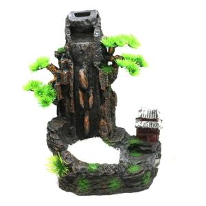 Dynamic Waterfall Mountain Tree Aquarium Decoration Natural Resins Terrain Scenery For Freshwater Saltwater Tanks