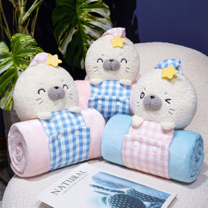 ชุดผ้าห่มหมอนนุ่มลายการ์ตูนน่ารักสำหรับรถยนต์สำนักงานหรืองีบหลับ-โยนได้ทั้ง2แบบนุ่มสบาย