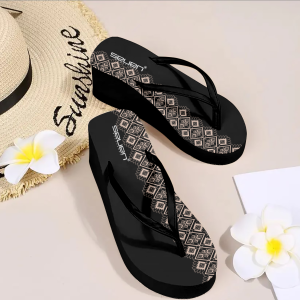 BRZ99 Sandal Wanita Motif NITIA Pinggir Sandal Wedges Cewek Tinggi BIG SAZE 36-43