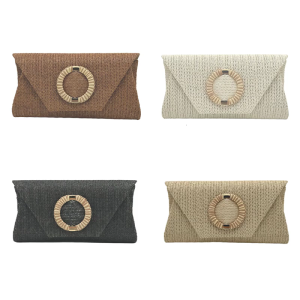 กระเป๋าหมวกฟางชายหาดผู้หญิงกระเป๋าสตางค์คลัชฟางกระเป๋าสตางค์ซองจดหมายทอกระเป๋าสะพายไหล่คาดลำตัวของขวัญกระเป๋าถืองานกลางคืน