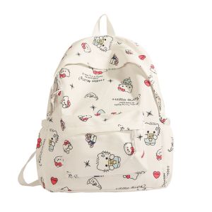 CRYST Anime Kitty Cat Backpack Large Capacity Nylon Cartoon School Bag Cute Lovely KT Cat Bookbag Kids
