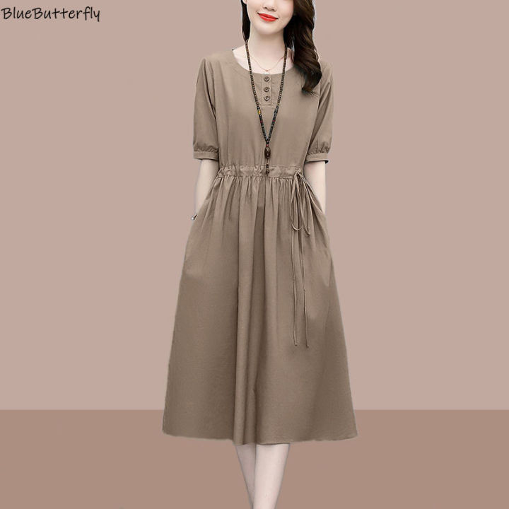 New summer travel linen dress with v neck and mid sleeves CYM467 New summer travel linen dress with v neck and mid sleeves CYM467