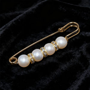 High Quality Korean Style Pearl Brooch Double Pin Collar Sweater Shirt Shawl Lapel Pin HEIM