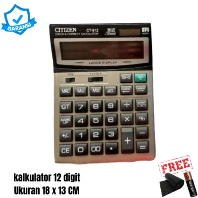 Kalkulator Besar Dagang Sekolah Kantor Display Jumbo 12 Digit 99 Steps Auto Replay Auto Off CT 912