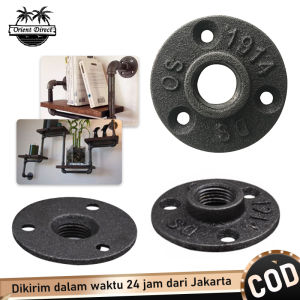 Flange Drat Dalam Industrial Anti Karat Besi Floor Flange Cast Iron Pipe Floor Threaded Fitting Industrial Steampunk Vintage Retro Decor Furniture Diy Wall Industrial