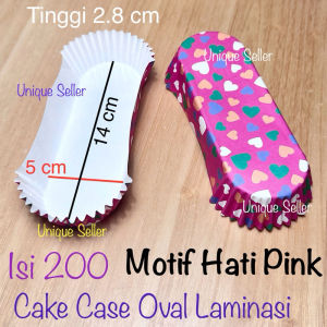 Isi200 Cake Case Oval Laminasi 14x5x2.8 cm Anti Minyak Tahan Oven Kertas Alas Roti Sosis KINCIR