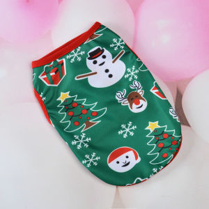 Dog Clothes Pet Christmas Costume Santa Pattern Cotton T-Shirt Festival X-mas Dog Cat Clothing XS-L