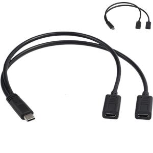 USB C Male to Double USB C Female Splitter Cable USB Splitter Y Cable Double Port Extender Type C Adapter for Smartphone