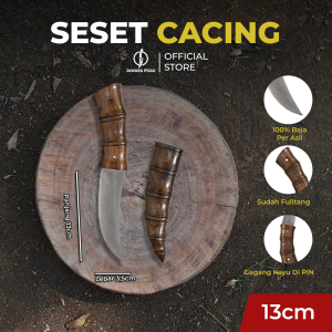 Jawara Pisau | Pisau Seset Kulit Sapi Kambing | Pisau Daging Buah Baja Super Tajam Motif Cacing