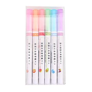 BTNM376423 6PCS Art Stationery Office Supplies Colorful Highlighters Curve Line Drawing Tools Curve Highlighter Pen Multiple Shapes Markers Pen Integrated