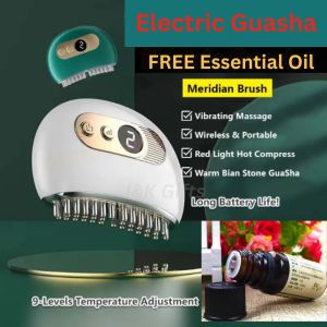Electric GuaSha Meridian Brush Scraping Face Slimming Massage Vibration & Hot Compress FREE Essential Oil
