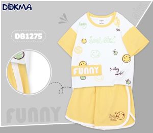 Bộ quần áo  cộc tay bé gái chất cotton cho bé  Năng Động Họa tiết 2-6 tuổi Dokma