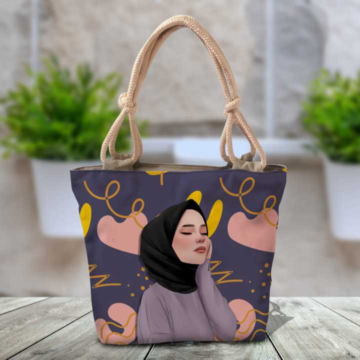 Tote Bag aesthetic Besar Kain Tebal Resleting Wanita Tas Wanita Bagus dan Murah Tas wanita Buat jalan Anak Dewasa tote Tali Sumbu Muslimah Lazada Indonesia