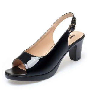 Size 35-40 High Heel Sandals Womens New Open Toe Womens Soft Leather Sandals Thick Non slip Womens Shoes