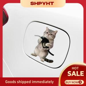 SHPYHT✨ 1 5Pcs Waterproof Vinyl Decals Tearful Emo Working Cat Car Sticker Funny For Car Fuel Tank Caps Window Motorctycle