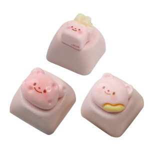 ESC Keycap Resin Mechanical Keyboards Keycaps With Lovely 3D Cartoon Bear In Soft Tones