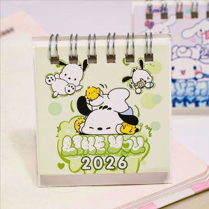 YESPERY Sanrio 2026 Mini Desk Calendar Cute Cinnamon Dog Kuromi Girl Heart Student Desktop Decoration Ornaments