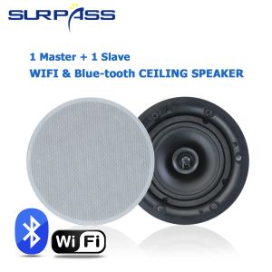 A pair 6 inch WiFi Coxial Ceiling Speaker Bluetooth HiFi stereo Loudspeaker Built In Class D Digital Amplifier 30W Powerful Wall Horn Public Address System