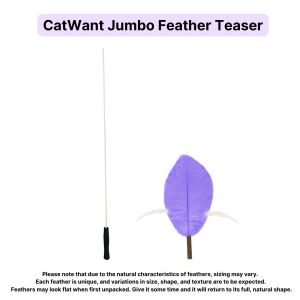 CatWant Jumbo Silvervine Teaser with Real Ostrich Pheasant Feathers Extra Long Stick Chaser Feline Cat Toy