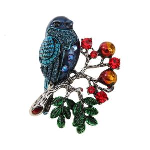 Elegant Bird Brooch with Intricate Oil Drip Craftsmanship Rhinestones Animal Pin Perfect For Jackets Dresses