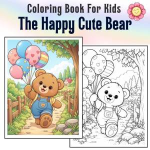 Happy Bear Happy Life A5 Cozy Animal & Kids Coloring | Buku Mewarna Kanak Kanak Coloring Book for Kids