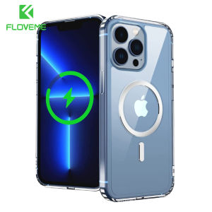 FLOVEME Transparent Magnetic Phone Case For iPhone 14 13 12 11 Pro Max 13 12 Mini XR X XS Max 7 8 Plus Wireless Charging Clear Hard Acrylic TPU Back Cover