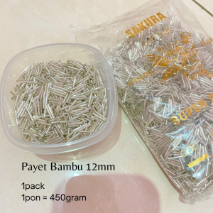 Manik Payet Bambu 1 pon 450gram Panjang 12 Cm Semi Jepang / Mote Payet Batang Patah Silver 12mm