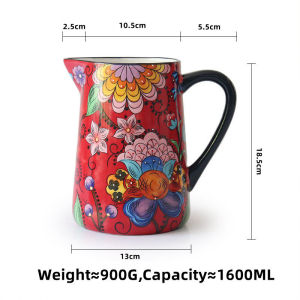 OMK 1600ml Natalia red series Ceramics cool water kettle with lid Jugs & Pitchers