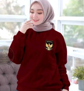 Bisa COD Sweater Pria Wanita Garuda Pancasila New Kaos Hut RI Crewneck Dirgahayu Indonesia Merdeka