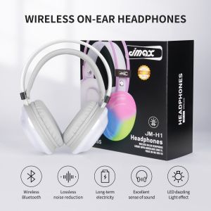 JMAX หูฟังบลูทูธแบบครอบหู พร้อมไฟRGB ดีไซน์ทันสมัย วัสดุหุ้มหนังอย่างดี พร้อมปุ่มการใช้งานครบเครื่อง รุ่น JM-H1